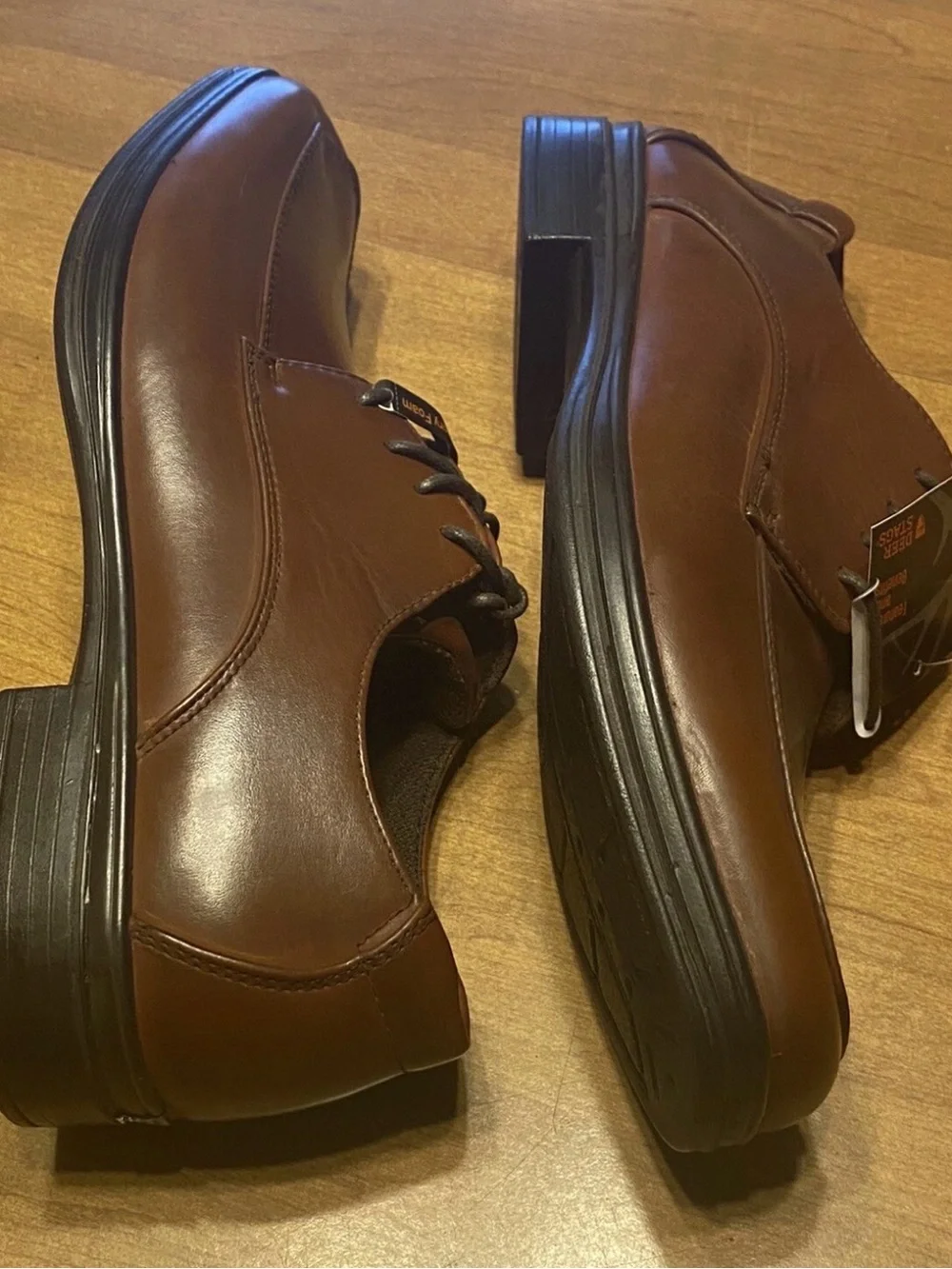 Deer Stags Men's Brown Memory Foam Lace-Up Dress Shoes